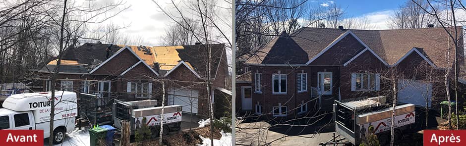 Avant et après : réfection d'une toiture de maison