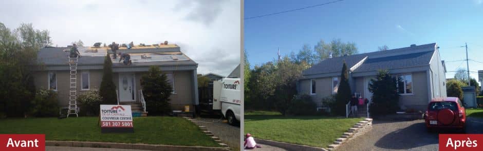 Avant et après : toiture de maison